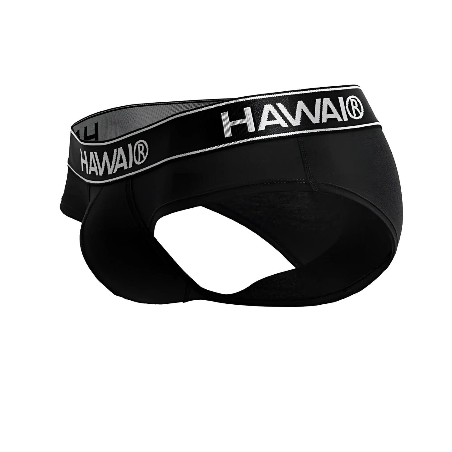 Black hawai 41962 cotton blend briefs in black with sleek form fitting design and white logo trim