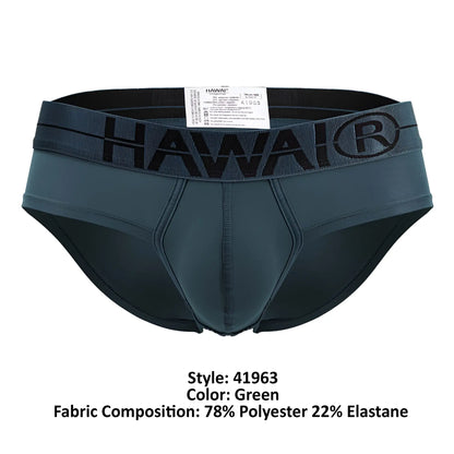 Dark green hawai microfiber briefs made of 78% polyester and 22% elastane for comfortable everyday wear