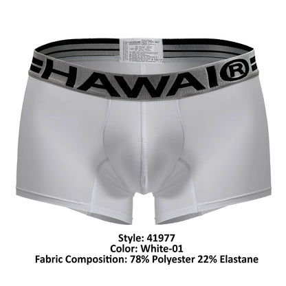 White hawai 41977 microfiber men’s boxer briefs with gray and black elastic waistband in white color