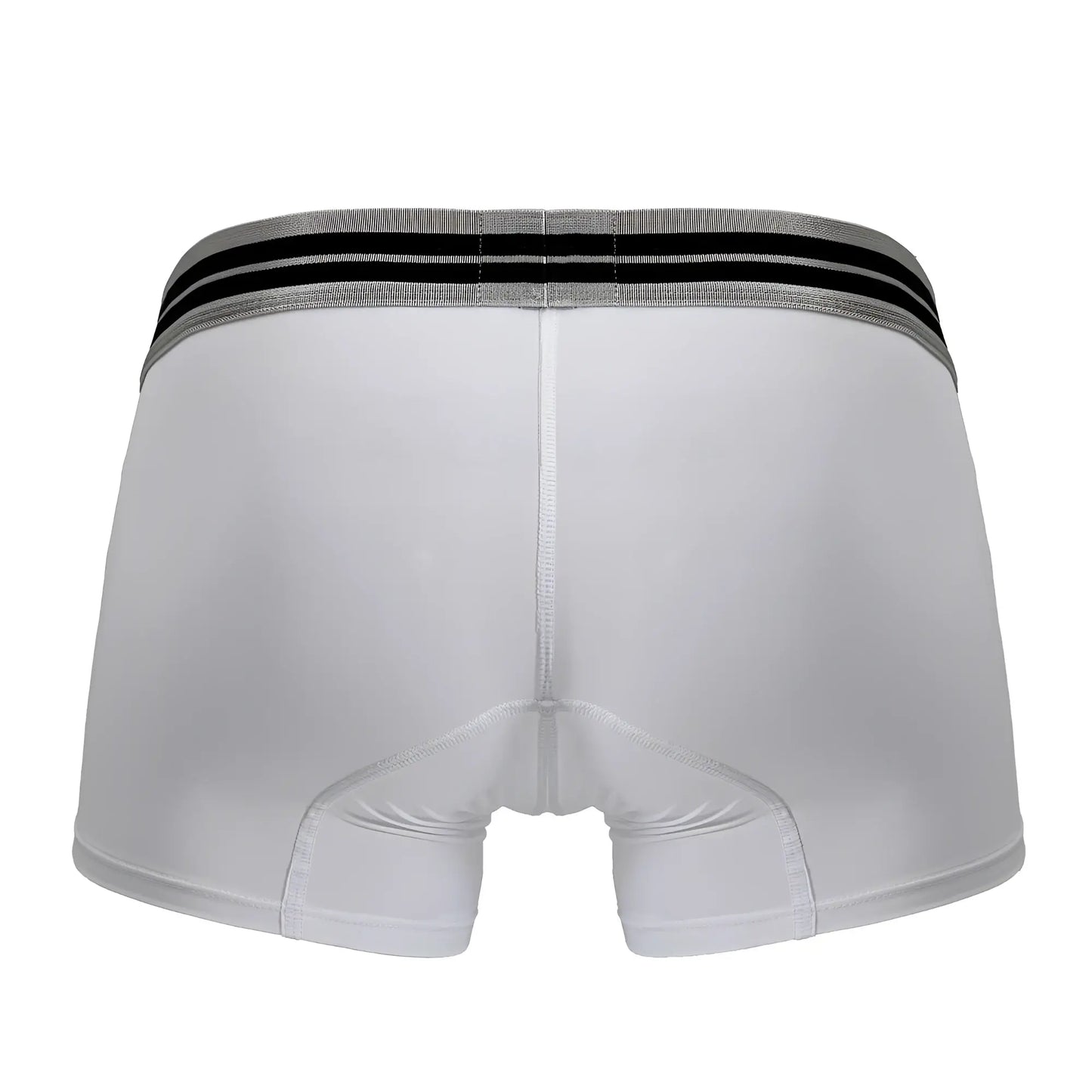White men’s microfiber boxer briefs hawai 41977 in white with gray waistband featuring two black stripes