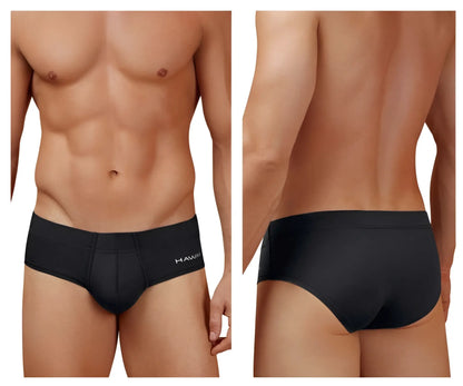 Black microfiber briefs with a subtle hawaii logo on the waistband in color black from HAWAI 42241 collection