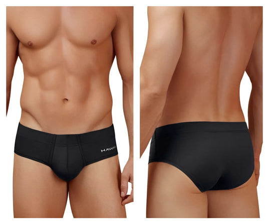 Black microfiber briefs with a subtle hawaii logo on the waistband in color black from HAWAI 42241 collection