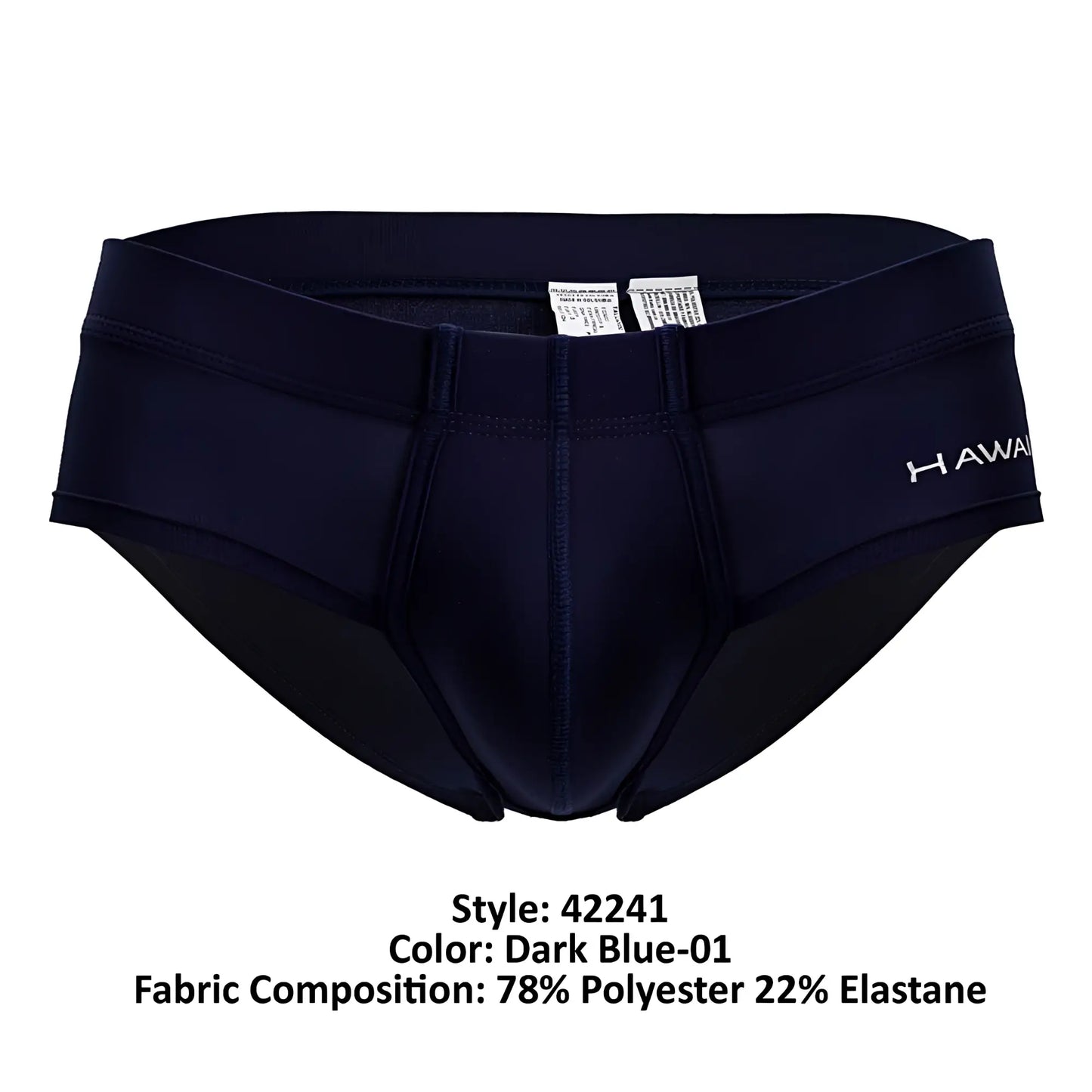 Dark blue Hawai 42241 microfiber men’s briefs made of 78% polyester 22% elastane with subtle Hawaii logo on side
