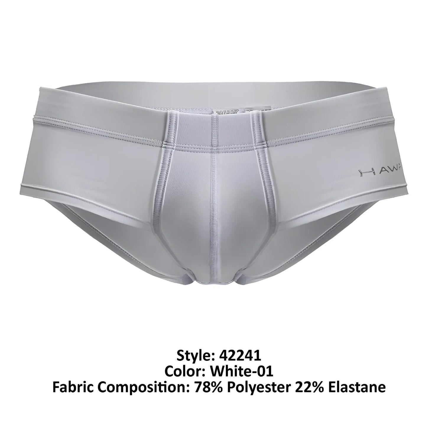 White hawai 42241 microfiber men’s briefs made of 78% polyester and 22% elastane in white color