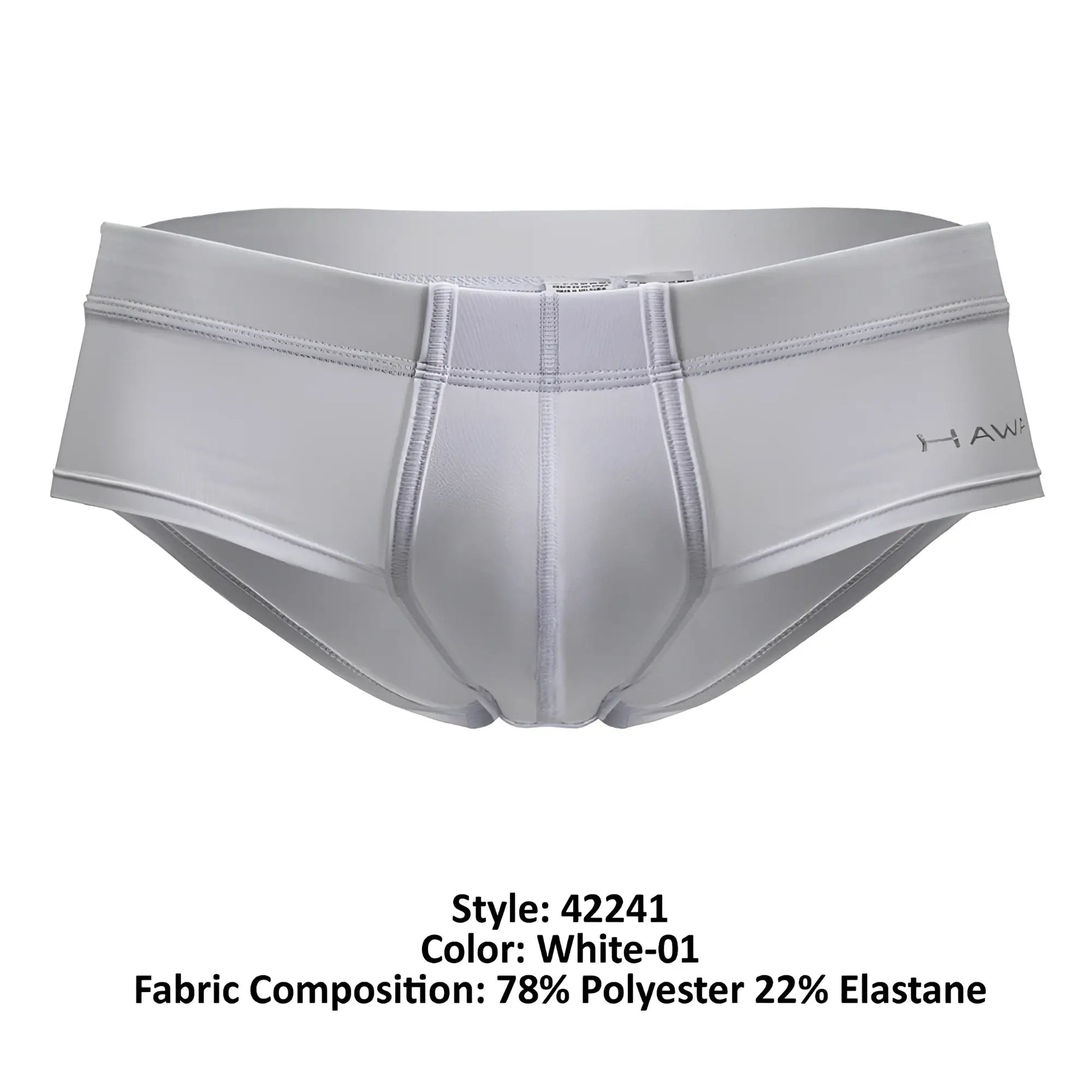White hawai 42241 microfiber men’s briefs made of 78% polyester and 22% elastane in white color