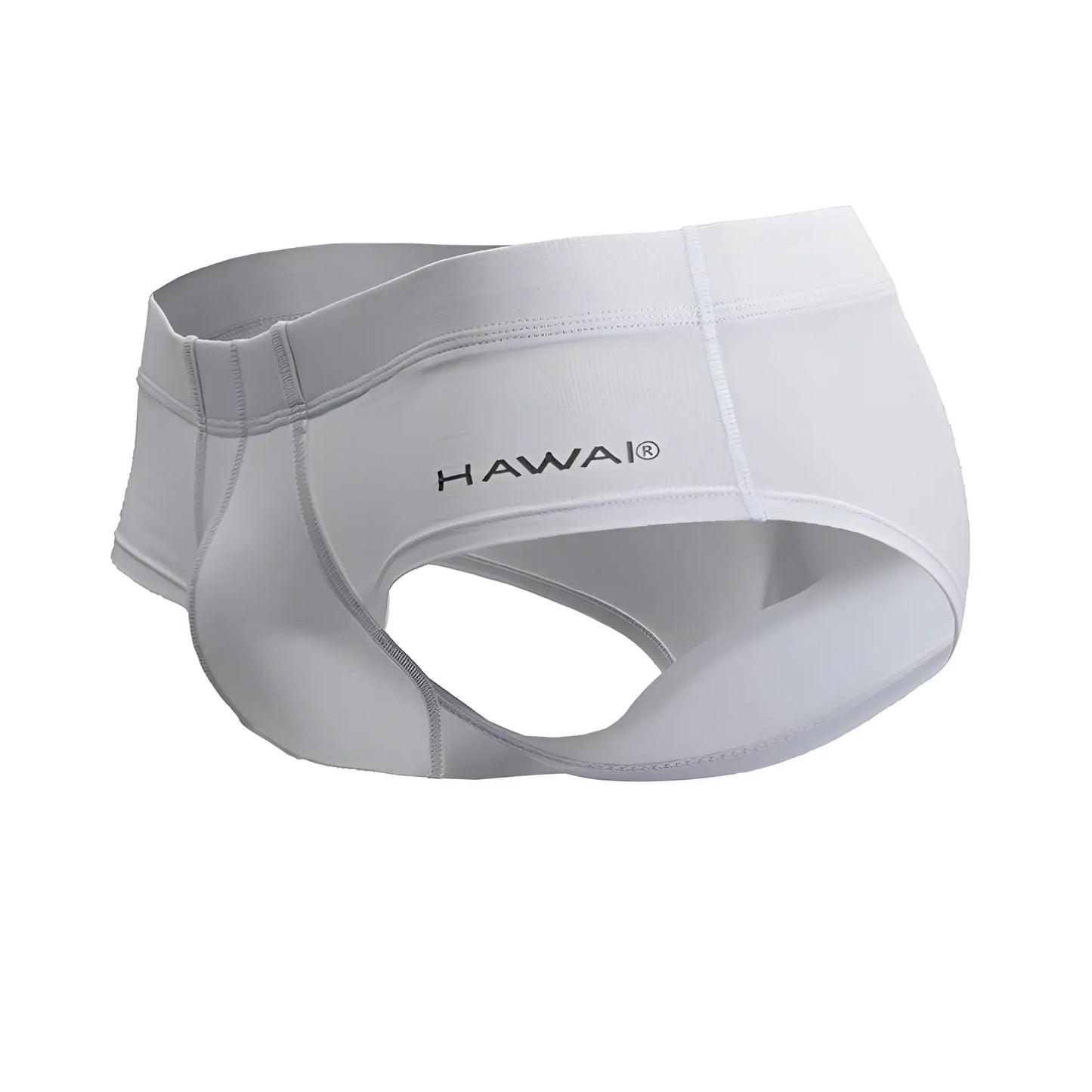 White hawai 42241 microfiber men’s briefs in white with smooth fit and subtle stitching details front view