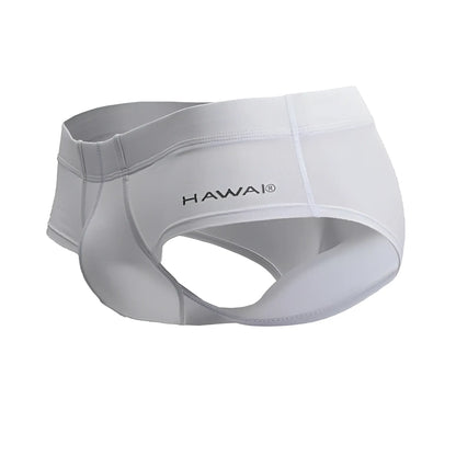 White hawai 42241 microfiber men’s briefs in white with smooth fit and subtle stitching details front view