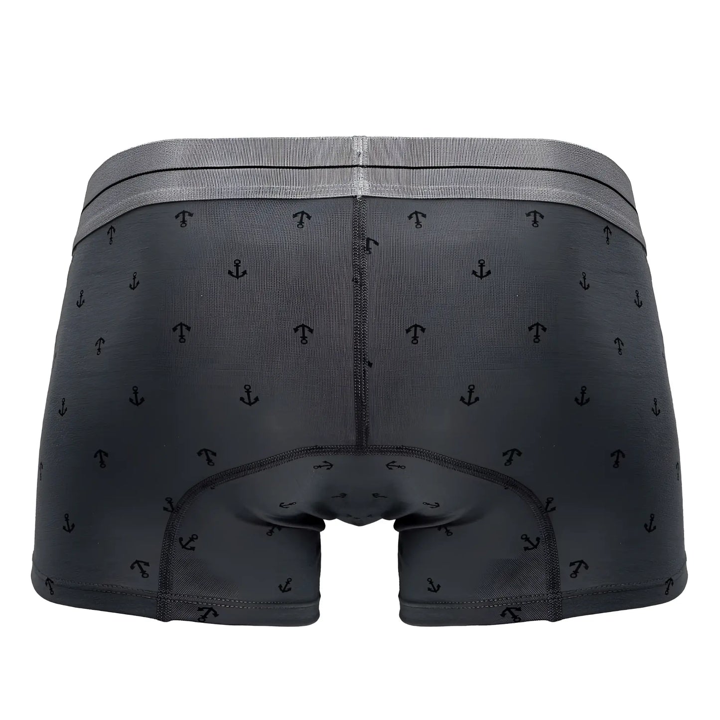 Dark gray cotton blend boxer briefs with subtle black anchor pattern and matching elastic waistband hawai 42521 trunks