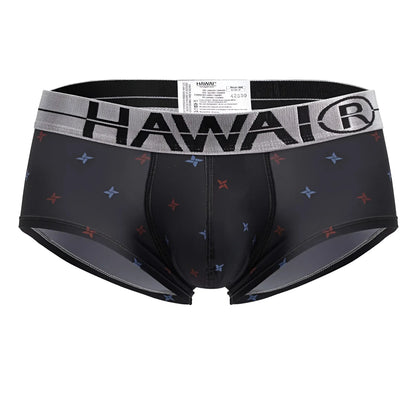 Black hawai 42530 printed microfiber men’s briefs in gray with gray waistband and red and blue star patterns