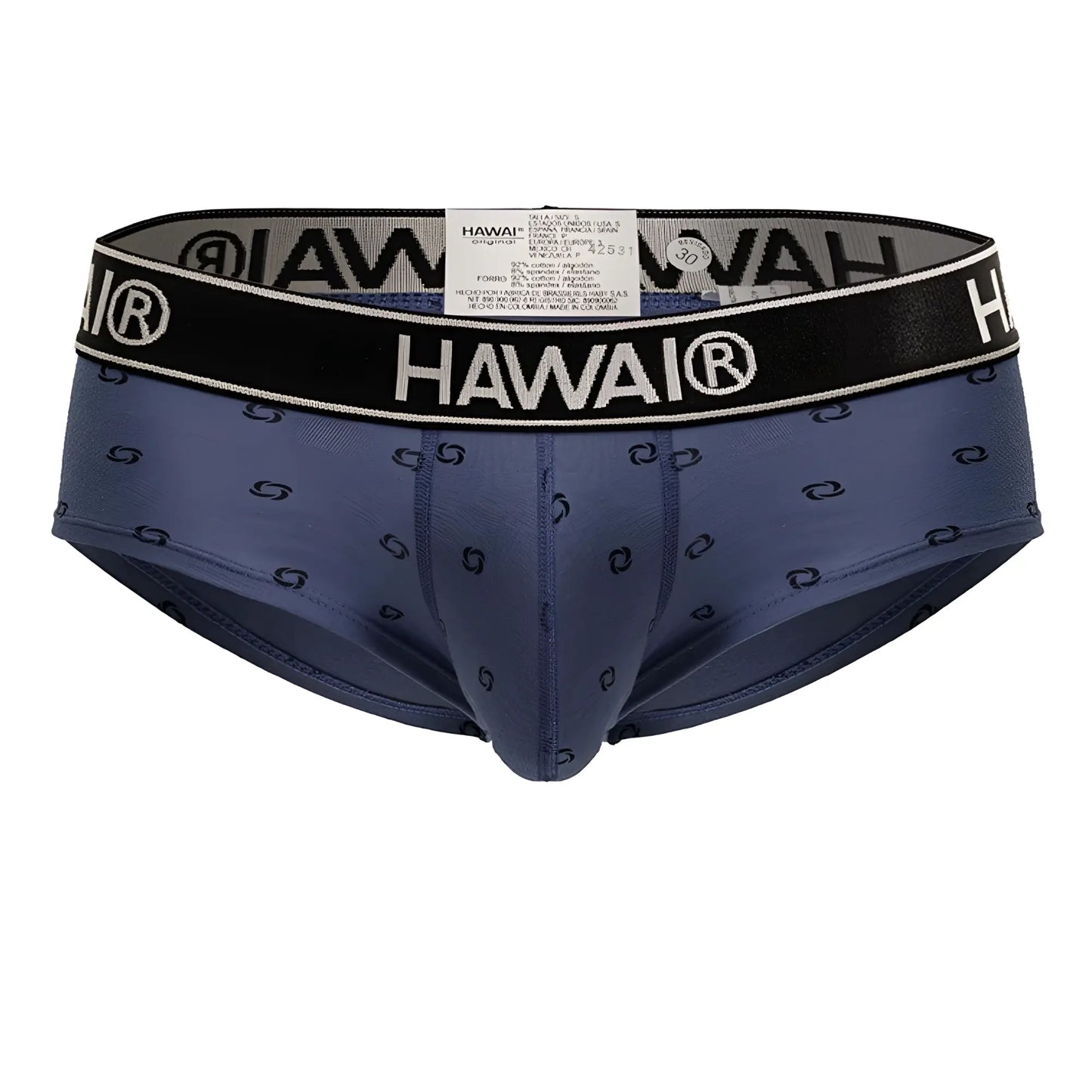 Navy blue Hawai 42531 cotton blend briefs with black pattern and elastic waistband in blue quartz color