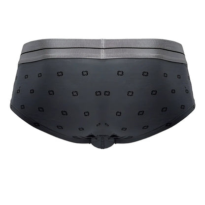 Dark gray hawai 42531 cotton blend briefs with subtle black geometric pattern and matching elastic waistband