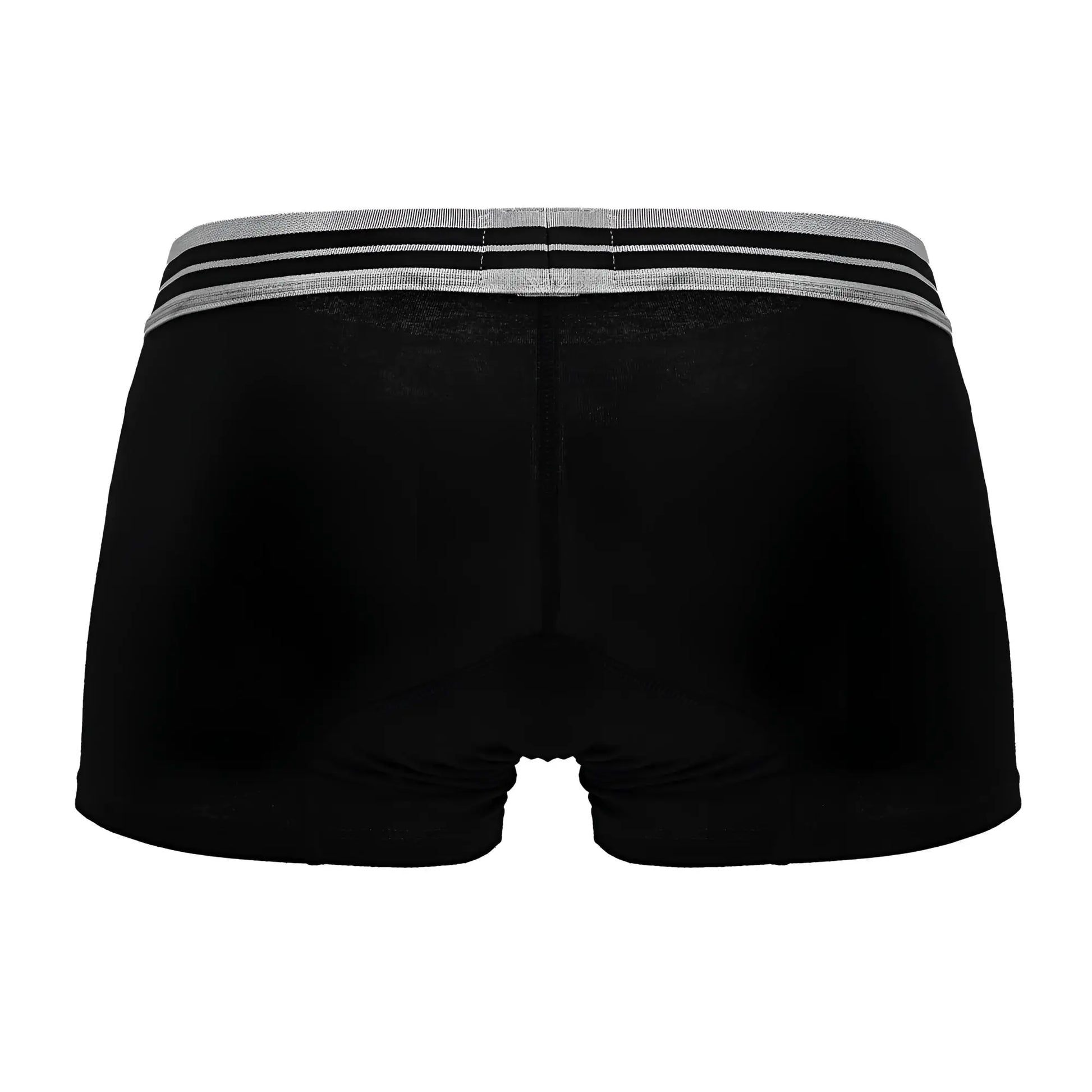 Black cotton blend boxer briefs with ribbed waistband and two gray stripes hawai 4986 trunks black-01