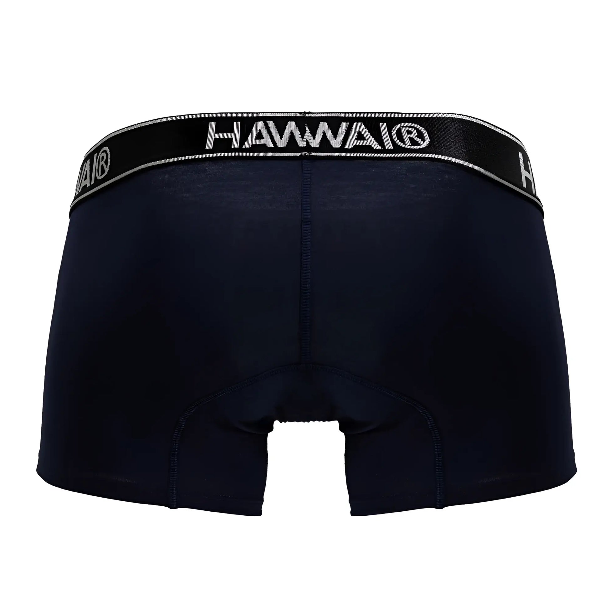 Black hawaii brand dark blue cotton blend briefs with contrasting white logo waistband front view