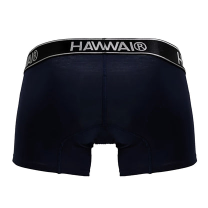 Black hawaii brand dark blue cotton blend briefs with contrasting white logo waistband front view