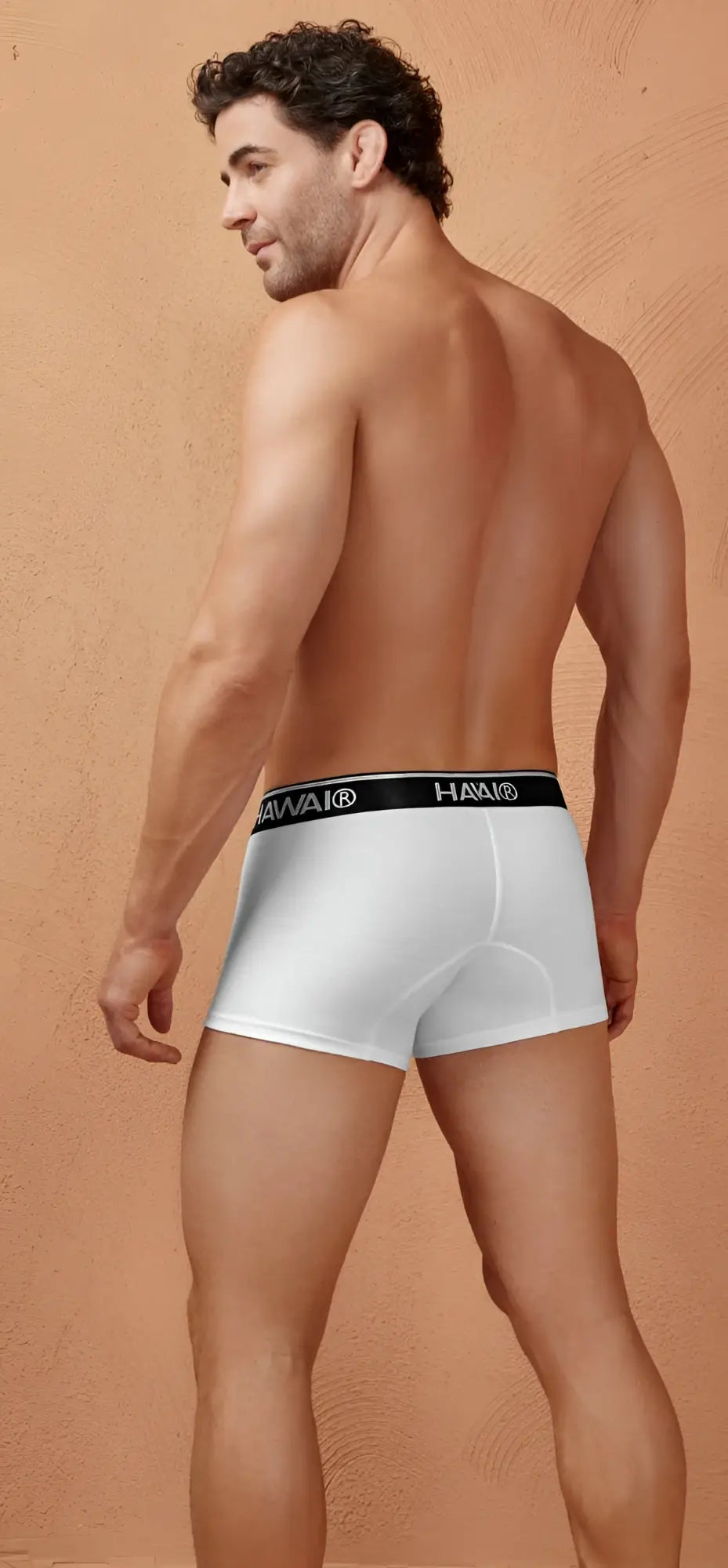 White h&m cotton blend boxer briefs with black elastic waistband featuring brand logo color white 01