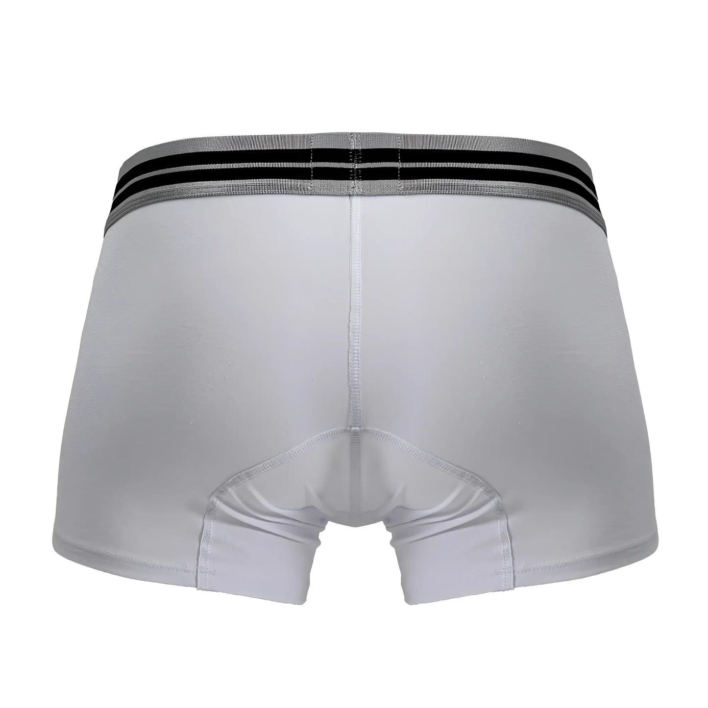 White men’s boxer briefs with gray waistband and two black stripes made from cotton blend trunks color white 01