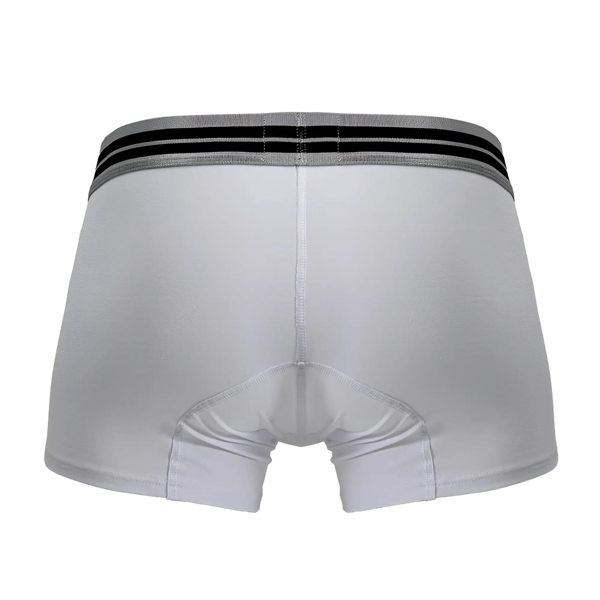 White men’s boxer briefs with gray waistband and two black stripes made from cotton blend trunks color white 01