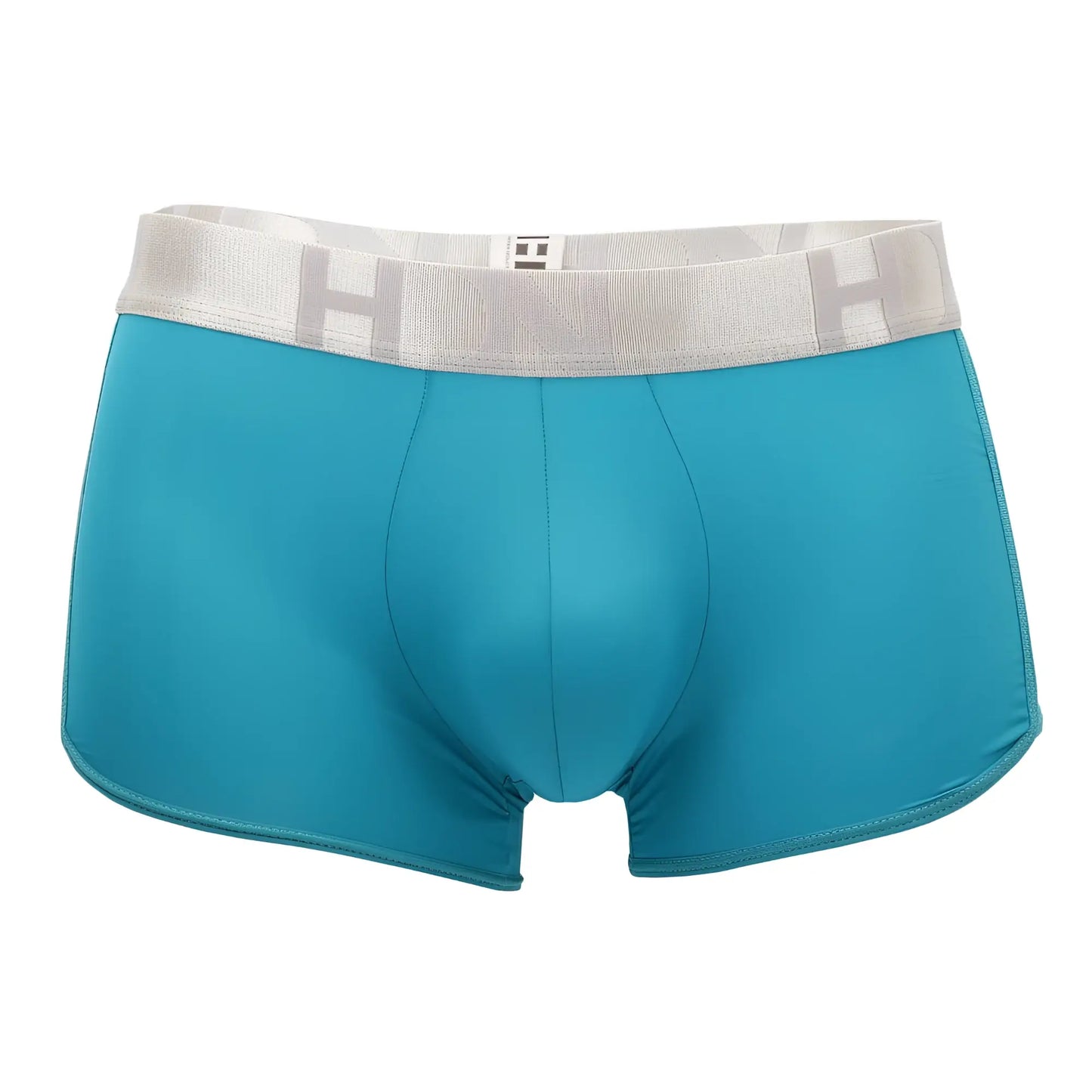Turquoise men’s briefs hidden 964 mesh side trunks jade color with gray elastic waistband and subtle logo