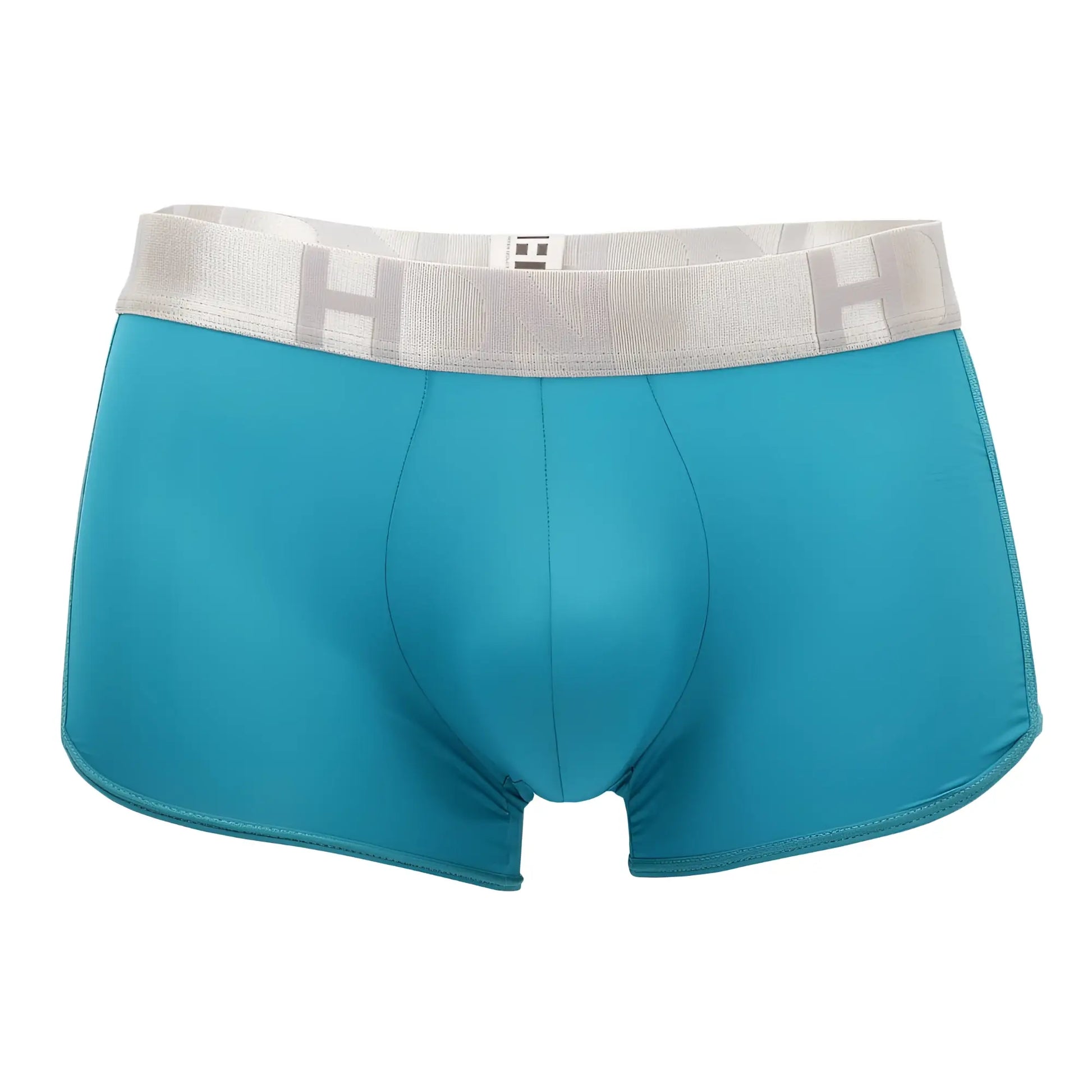 Turquoise men’s briefs hidden 964 mesh side trunks jade color with gray elastic waistband and subtle logo