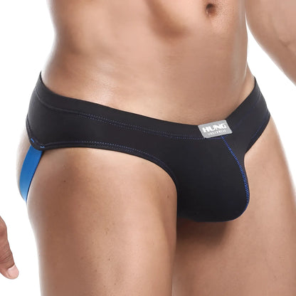 Black and blue hung hge008 jockstrap menâ€™s briefs with sleek form-fitting design for comfortable support