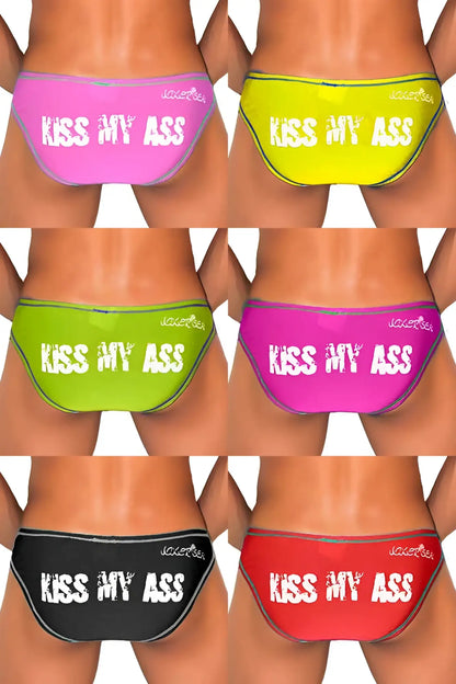 Icker Sea 7-pack glossy swim trunks featuring pink, neon yellow, lime, black, and red colors with white lettering.