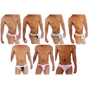 Icker Sea 7 pack weekly duotone mesh thong underwear in assorted vibrant colors and designs for men