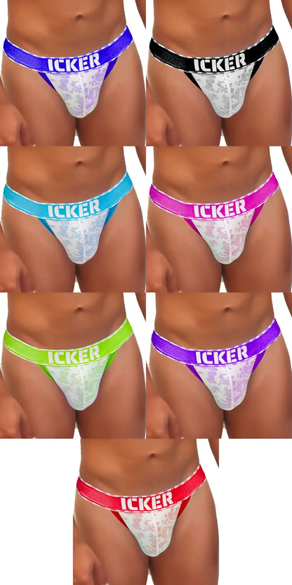 Colorful icker sea [8 pack] acid mesh piping cheeky tanga bikini underwear with lace trim in vibrant hues
