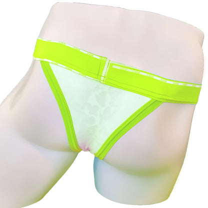Icker Sea acid mesh piping cheeky tanga bikini underwear in neon green and white with subtle pattern design