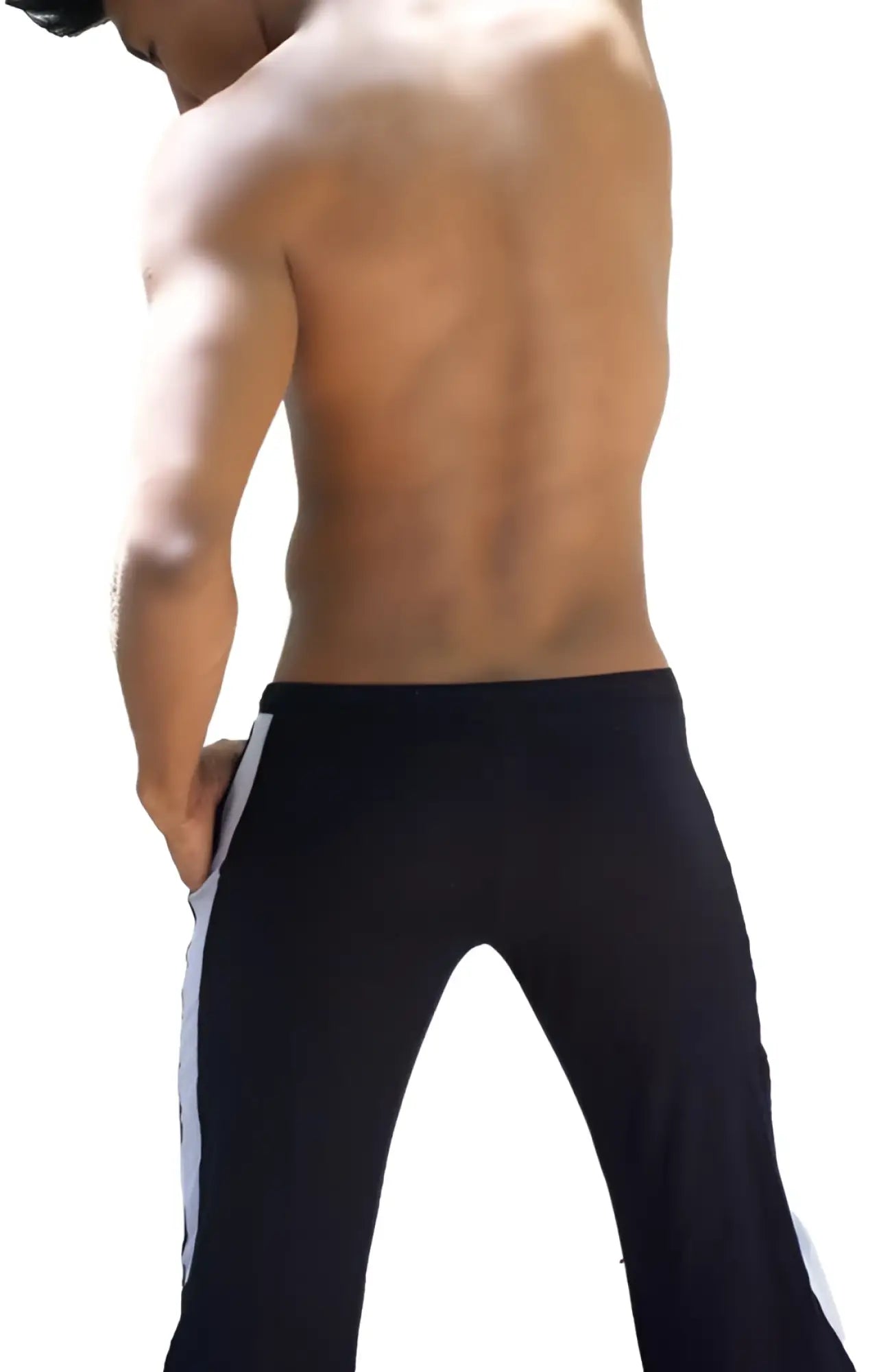 Icker Sea air fitness side stripe runner pants in black with white side stripes designed for athletic performance