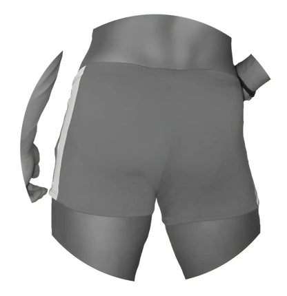 Gray icker sea air fitness shorts with white side stripes and high-waisted design for activewear