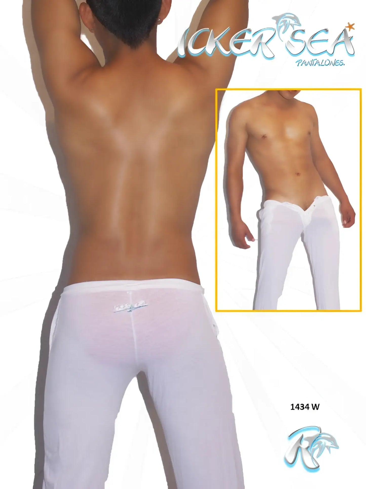 Icker Sea Beach & Night Pants white sheer men’s briefs with subtle logo on waistband made from lightweight fabric