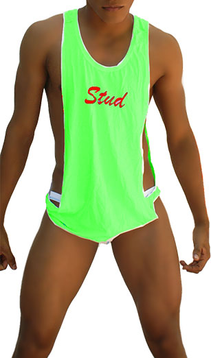 Icker Sea Stud Tanktop mit großem Armausschnitt, Grün/Rot, CA-16-ST-51