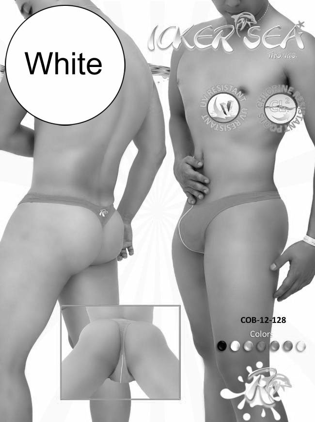 Icker Sea Contrast Line Thong Swimwear White COB-12-128
