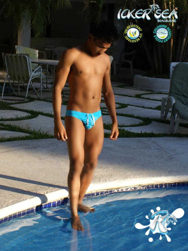 Icker Sea Lifeguard Stitching Tanga Thong Bademode Blau COB-13-04