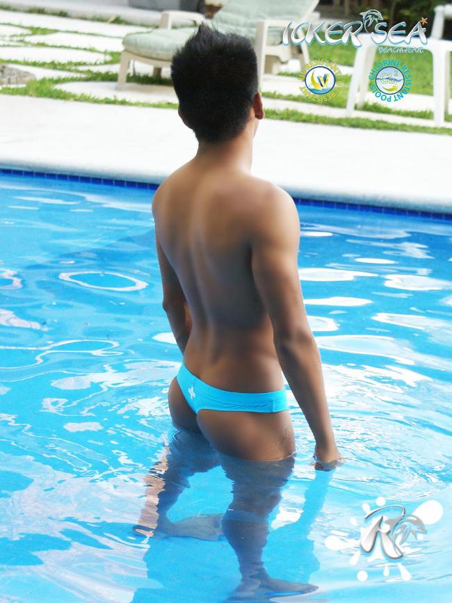 Icker Sea Lifeguard Stitching Tanga Thong Bademode Blau COB-13-04