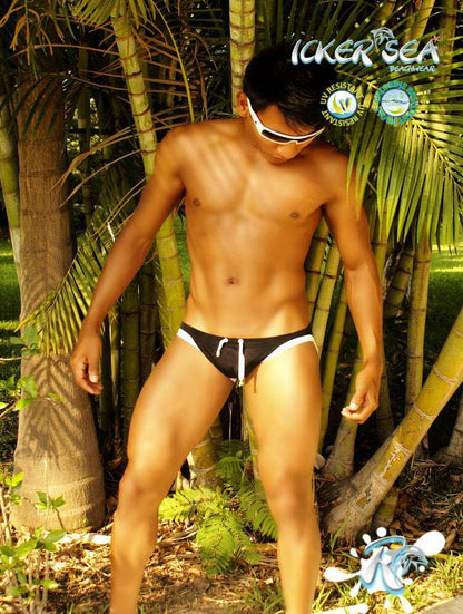 Icker Sea Micro Slip Bikini mit Kontrastbesatz, Schwarz/Weiß, COB-13-12