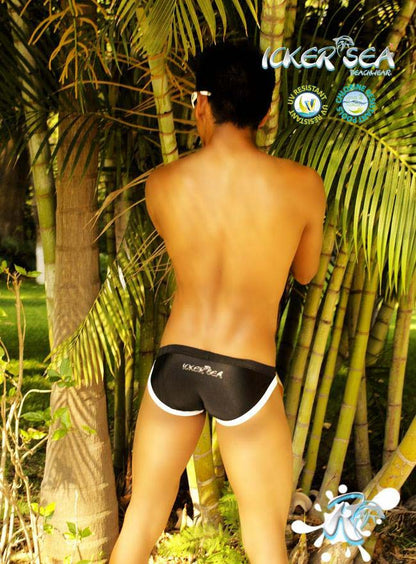 Icker Sea Micro Slip Bikini mit Kontrastbesatz, Schwarz/Weiß, COB-13-12