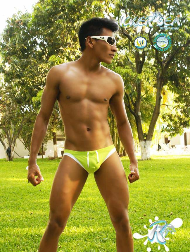 Icker Sea Micro Slip Bikini mit Kontrastbesatz, Grün/Weiß, COB-13-14