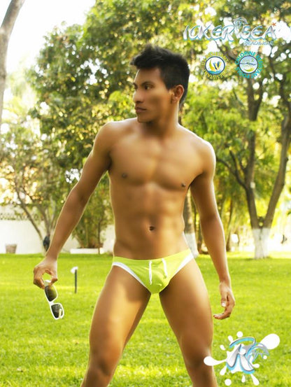 Icker Sea Micro Slip Bikini mit Kontrastbesatz, Grün/Weiß, COB-13-14