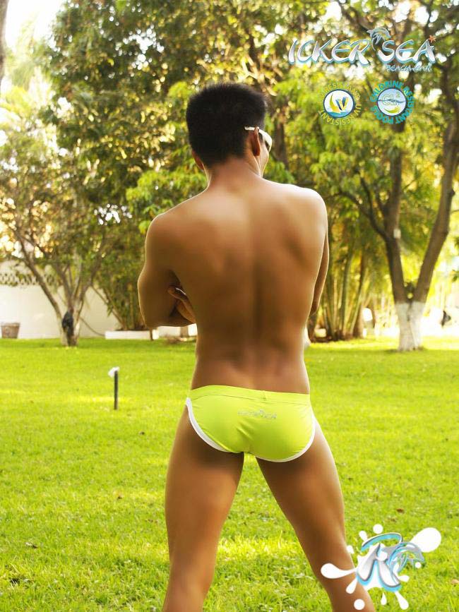 Icker Sea Micro Slip Bikini mit Kontrastbesatz, Grün/Weiß, COB-13-14