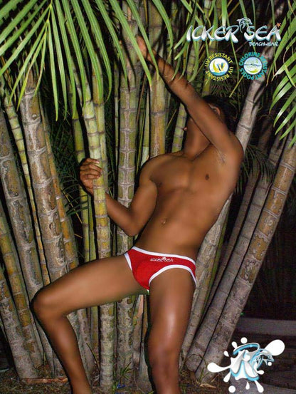 Icker Sea Slip Bikini mit Reißverschluss hinten, rot, COB-13-18