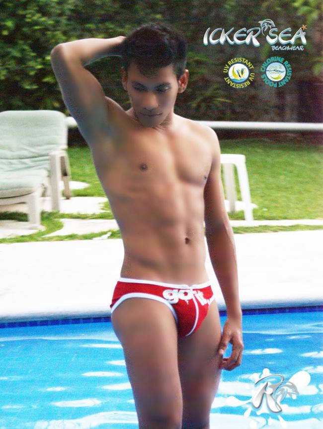 Icker Sea Slip-Bikini mit Reißverschluss vorne, Rot, COB-13-19