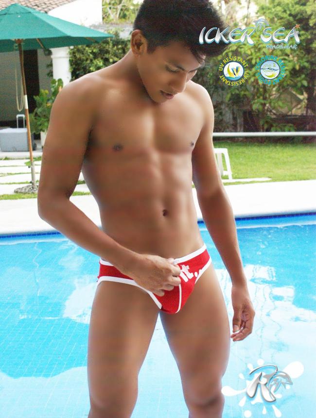 Icker Sea Slip-Bikini mit Reißverschluss vorne, Rot, COB-13-19