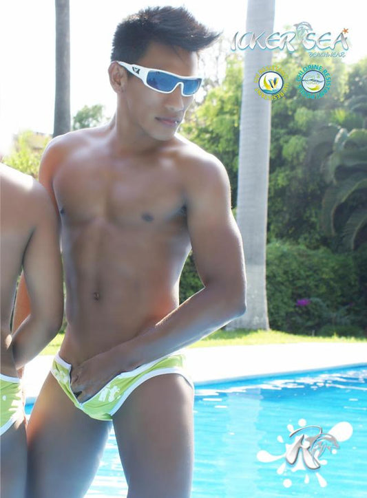 Icker Sea Slip-Bikini mit Reißverschluss vorne, Grün, COB-13-22