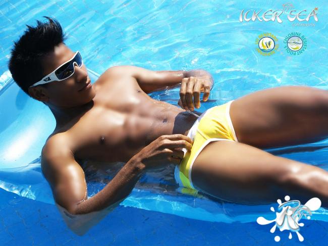 Icker Sea Kontrastbesatz &amp; Ziernähte Frecher Mini-Bikini Bademode Mango/Weiß COB-13-25