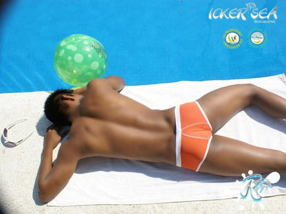 Icker Sea Kontrastbesatz &amp; Ziernähte Frecher Mini-Bikini Badebekleidung Orange/Weiß COB-13-26