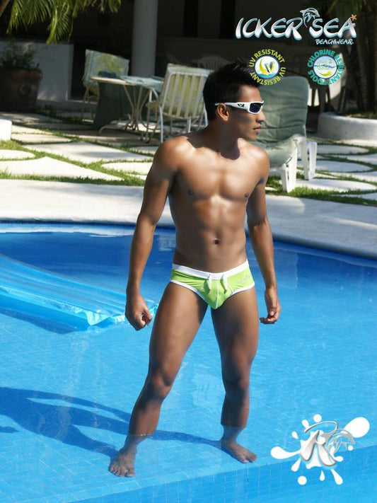 Icker Sea Kontrastbesatz &amp; Ziernähte Frecher Mini-Bikini Bademode Grün/Weiß COB-13-28