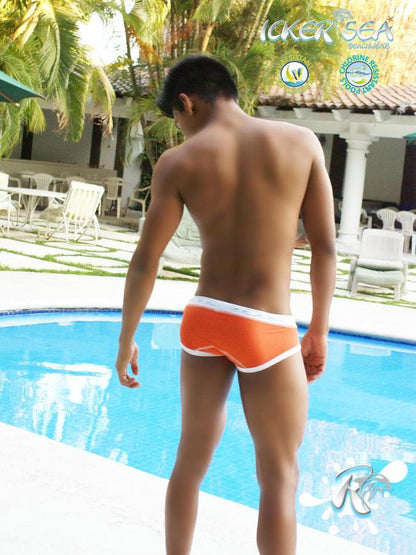 Icker Sea Cord Bikini mit Kontrastbesatz und -nähten, Orange/Weiß, COB-13-34