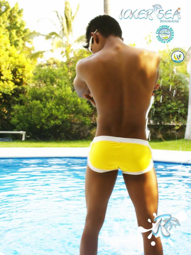 Icker Sea Badehose mit gebogenem Saum und U-Ausschnitt, quadratisch geschnitten, Mango COB-13-36