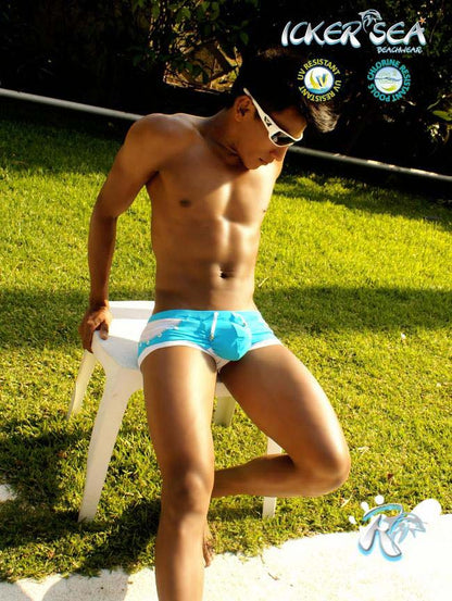 Icker Sea Eyelets Badehose mit quadratischem Schnitt, blau, COB-13-37